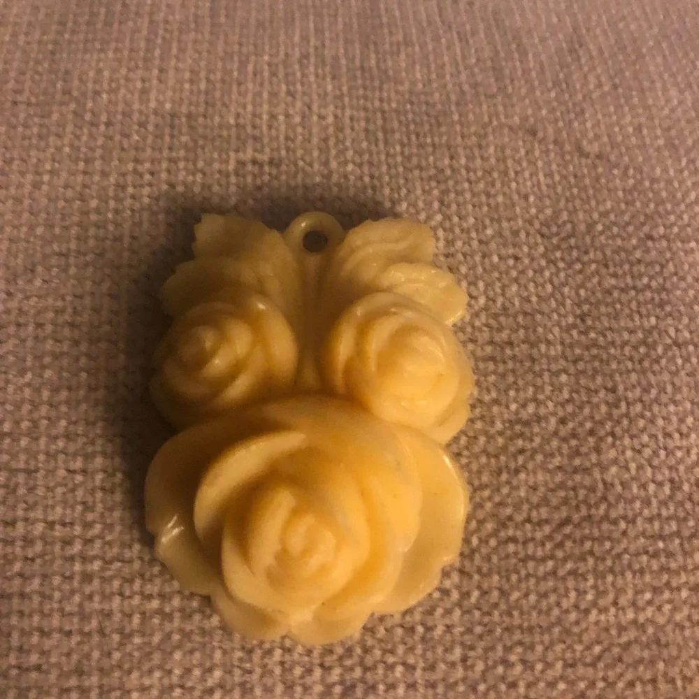 Vintage Yellow Floral Celluloid Pendant - $20 or $15 w/offer
